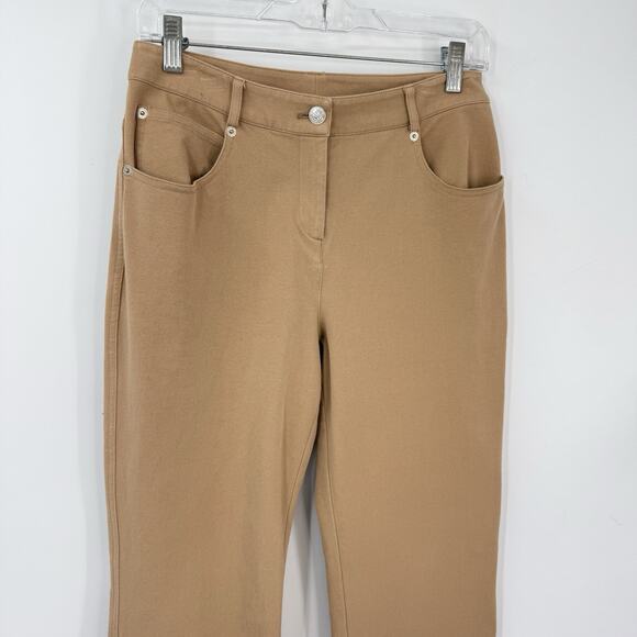 ST JOHN Pants Womens 4 Straight Leg Stretch 5 Pocket Tan Camel Casual Office - Picture 3 of 14